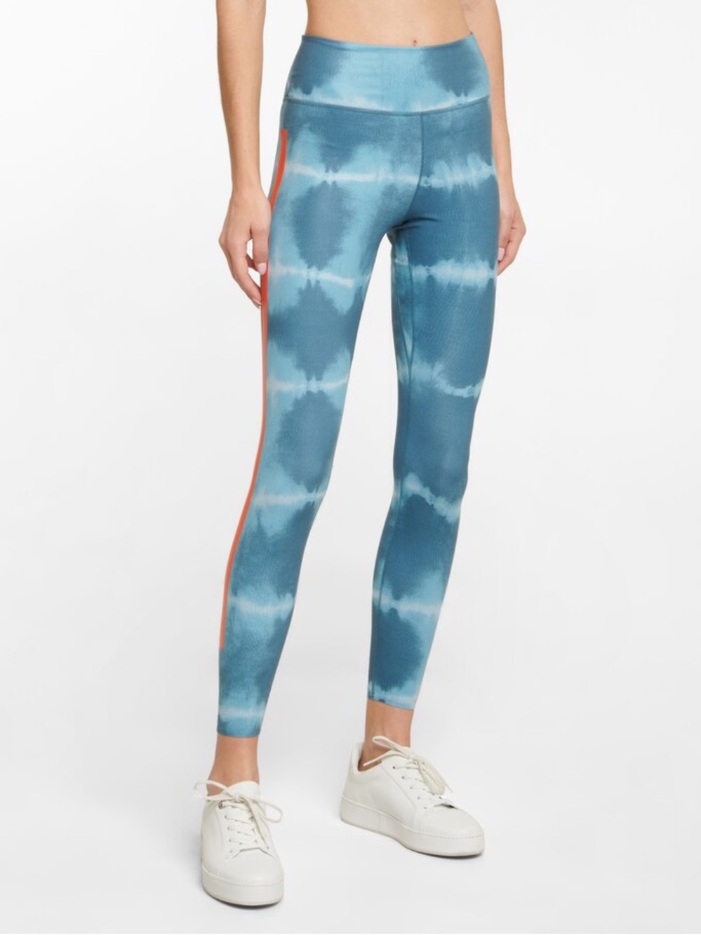 Nike One Luxe Full-Length Green-Blue Tie-Dye Orange Stripes Leggings